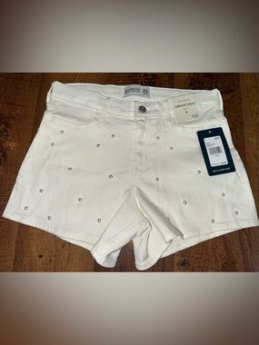 Abercrombie & Fitch White High Waist Pearly Twill Girl’s Shorts